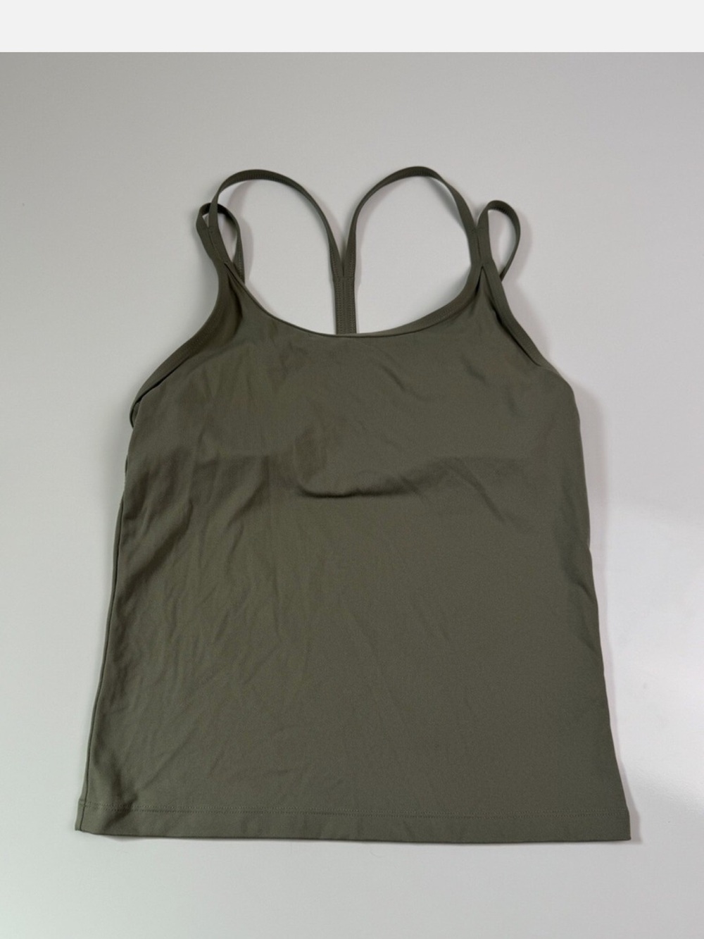 NWT VICTORIA'S SECRET PINK Khaki Green Buttery TANK TOP size large Built In Bra